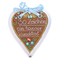 30cm Lebkuchenherz handgeschrieben mit Wunschtext (max. 30 Zeichen), Lebkuchen natur - A