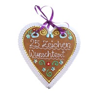 25cm Lebkuchenherz handgeschrieben mit Wunschtext (max. 25 Zeichen), Lebkuchen natur - A