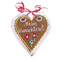 15cm Lebkuchenherz handgeschrieben mit Wunschtext (max. 15 Zeichen), Lebkuchen natur - A