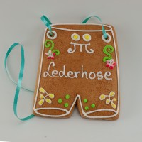 15cm Lebkuchen Lederhose verziert, Handschrift mit Wunschtext (max. 12 Zeichen) - A